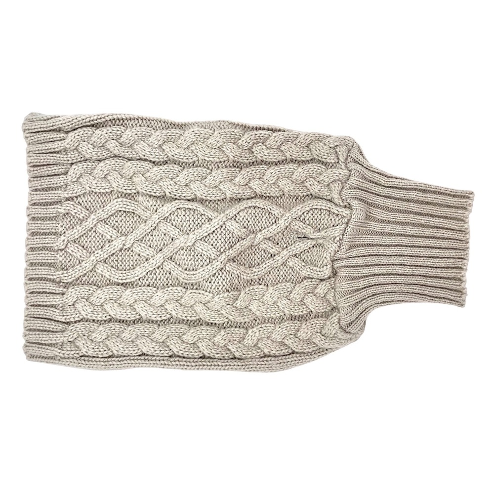 NEW Beige Cable Knit Dog Sweater Size S‎ | Soft Acrylic Turtleneck Pet Pullover